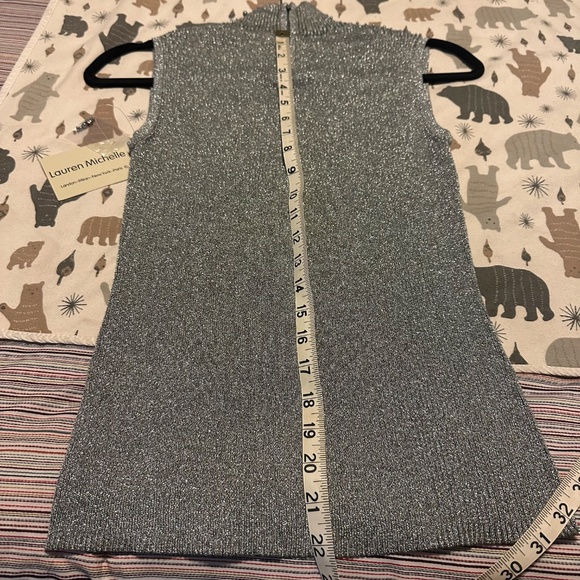 NWT Lauren Michelle Silver Metallic Mock Neck Beaded Sleeveless Tank Sz. Small - Picture 13 of 13